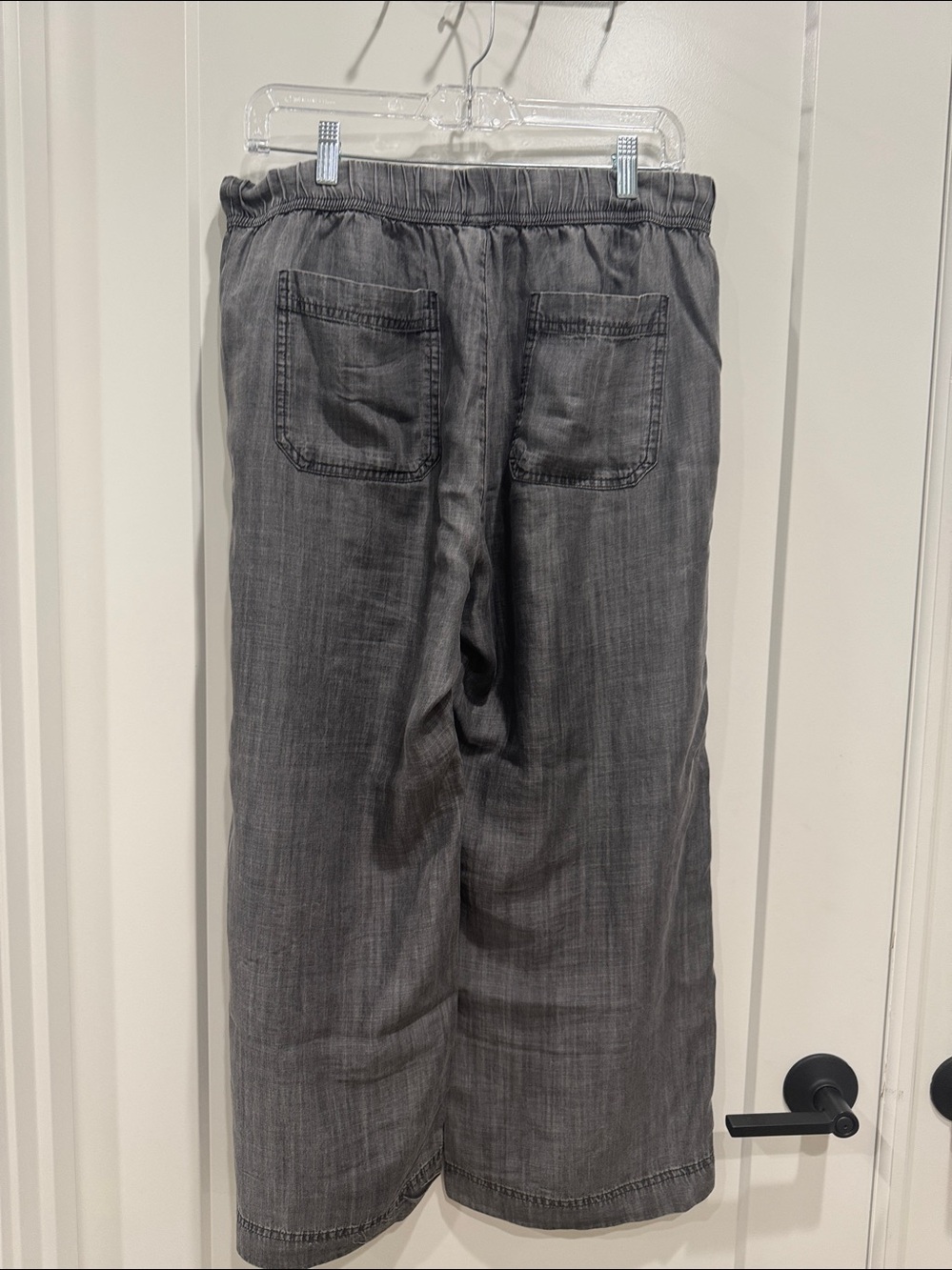 Splendid Drawstring Wide-Leg light charcoal grey cropped pants size L - Picture 3 of 7